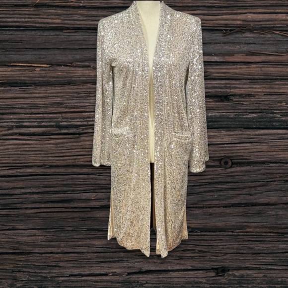 By Together Sequin Duster Cardigan NWT - Picture 1 of 5